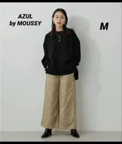 《AZUL BY MOUSSY》ラインドローイングパンツ　ワイドパンツ　カーキ