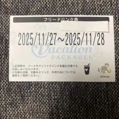 ディズニー フリードリンク券 11/27〜28バケーションパッケージ　バケパ