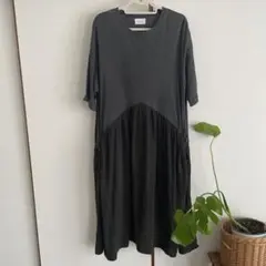 mumokuteki グレー カットソーワンピース 半袖