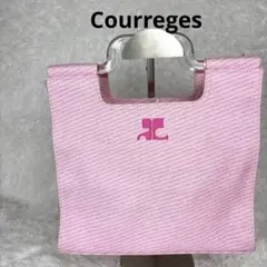 【希少】クレージュ ハンドバッグ クリアハンドル ロゴ刺繍 ピンクのサムネイル
