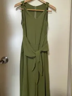 ⭐︎オリーブグリーン Vネック サロペットウェストリボン付き⭐︎