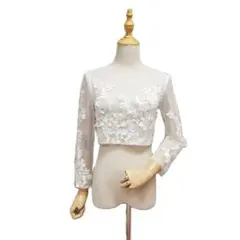 長袖の結婚式のジャケット【3XL】 レースのアップリケ　大きいサイズ