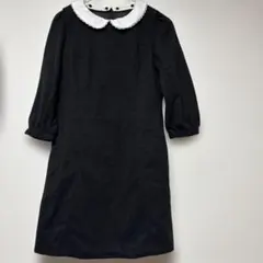 新品　ロディスポット　ブラック 七分袖 ワンピース レース襟