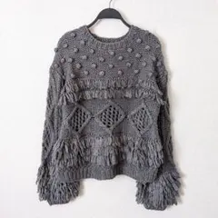FRAPBOIS フラボア ハンドニット フリンジ 長袖セーター ニット