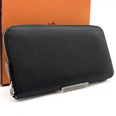 最高級◆HERMES アザップロングシルクイン 長財布 ファスナー ブラックのサムネイル