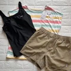 新品タグ付 FILA 水着4点セット 11L マルチボーダー