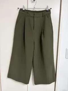 【美品】JEANASIS ワイドパンツ オリーブグリーン ゴムウエスト