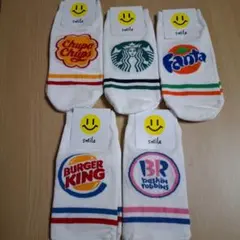 韓国ロゴ入りカジュアルソックス5足セット