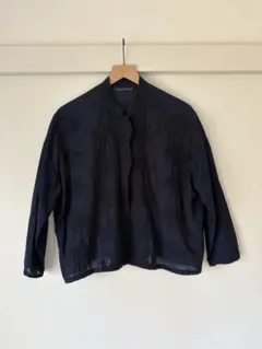 Mizuiro ind ネイビー 刺繍入りブラウス