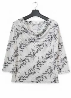 KUMIKYOKU SIS 花柄七分袖トップス 組曲ストレッチドレープモノトーン