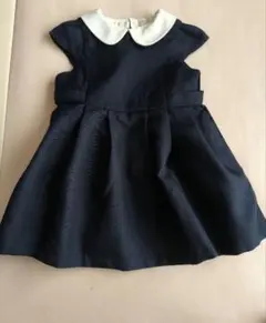 プティマイン　襟付き　フレアワンピース ネイビー 80