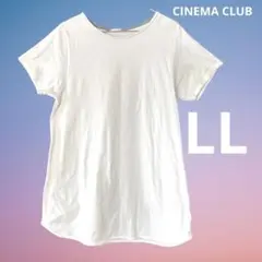 CINEMA CLUBホワイト クルーネック ロング半袖Tシャツ LLレディース