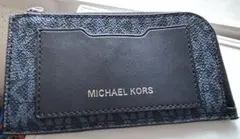 マイケルコース　コインケース　薄型ウォレット　コンパクト　ブルー×ブラック