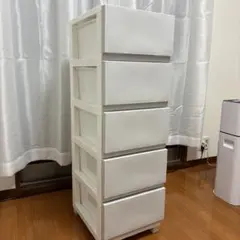 【引取り限定】 ニトリ　デコニー プラスチックチェスト　5段　ホワイト×グレー