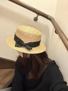 西野カナ風♡リボン付きカンカン帽 麦わらハット