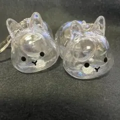 うさぎ たち耳 メモリアル キーホルダー 2個セット毛玉入れ ウサギ けだまだま