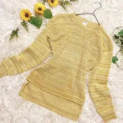 美品✨HUMAN WOMAN ゆったりコットンニット M イエロー