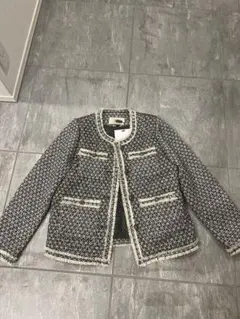La Mode ノーカラージャケット ブラック・ホワイト