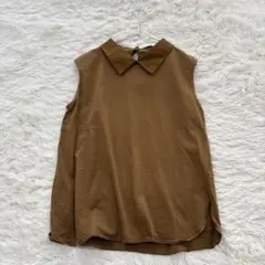 FAVORI ブラウン ノースリーブカットソー　襟付き　ブラウス 38