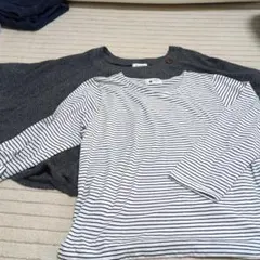 ボートネック 七分袖 Tシャツ ストライプ