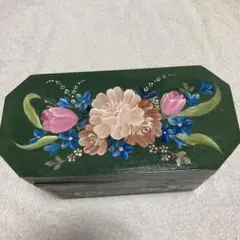 緑色の花柄八角形収納ボックス