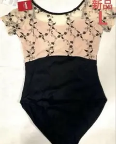 新品Da dance大人バレエレオタード刺繍Lサイズ半袖・黒ラスト1枚
