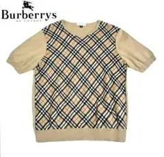 【美品】Burberrys バーバリーズ 半袖ニット 薄手 チェック柄 M 綿