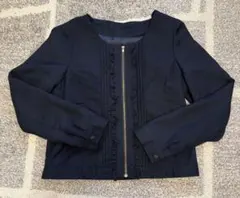 フリルデザイン　ジャケット　ブルゾン　ネイビー