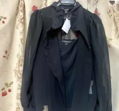 Banana Republic シアーフリルブラウス インナーキャミ付　黒Mのサムネイル
