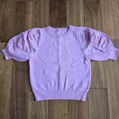 美品 ピッチン 半袖 パフスリーブ ニット ピンクのサムネイル