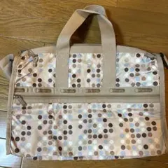 LeSportsac ボストンバッグ レスポートサック　ドット柄　ベージュ