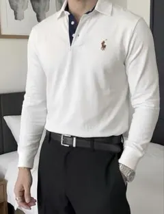 美品✨ ポロ ラルフローレン polo 長袖 ポロシャツ ロンT ホワイト