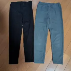 130cm ストレッチ レギンス 2枚セット 黒 カーキ