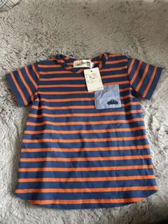 オレンジとネイビーのストライプTシャツ