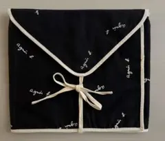 【希少】agnès b. アニエスベー　ブラック×ロゴ ポーチ マルチケース