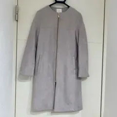 vis スウェードタッチノーカラーコート　S