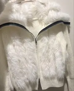 最終値下げ　韓国アウター　白　ファーアウター　ブルゾン