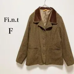 フィント テーラードジャケット チェック柄 ブラウン 茶色 プレッピー 古着 F