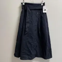 タグ付き未使用 ロぺピクニック ラップ風 ベルト付き 膝丈スカート ネイビー M
