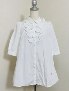 8704. BURBERRY BLUE LABEL フリル Aライン ブラウス