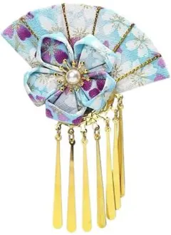 十里の桜 和風 髪飾り フリンジ 花嫁ドライフラワー うちわ 扇子 造花 髪飾り