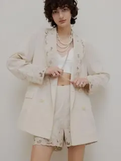 Ameri♡MEDI LACE EMBROIDERY COLLAR JACKET - メルカリ