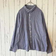 SM2 サマンサモスモス ピンタック 綿100% 長袖ブラウス ブルーグレー