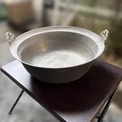 4F【昭和レトロ】火おこし器 十能 鋳物製 木製ハンドル 古道具 