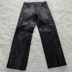 美品■ウィンドアーマー　レザーパンツ　ブラック 79