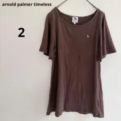 アーノルドパーマータイムレス　半袖Tシャツ ブラウン 傘刺繍　フレア袖　夏　無地のサムネイル