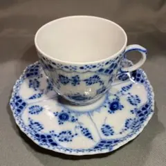 【最終価格】 新品 ブルーフルーテッド ハーフレース カップ&ソーサー