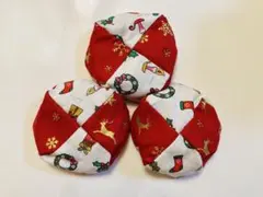Ａ.クリスマス柄 お手玉3個セット ラッピング仕様 ハンドメイド