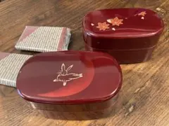 新品　うさぎと紅葉の漆器弁当箱 2個セットのサムネイル