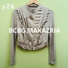 y２k BCBG MAXAZRIA 異素材 フリル ライダースジャケット